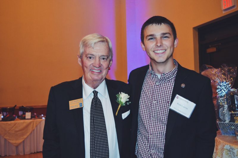 Ryan Hopkins poses with Frank Beamer